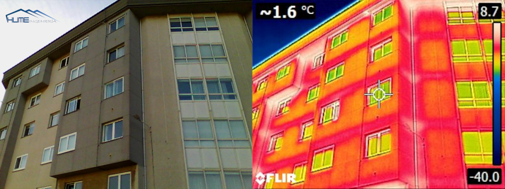 Fachada real e imagen termográfica
